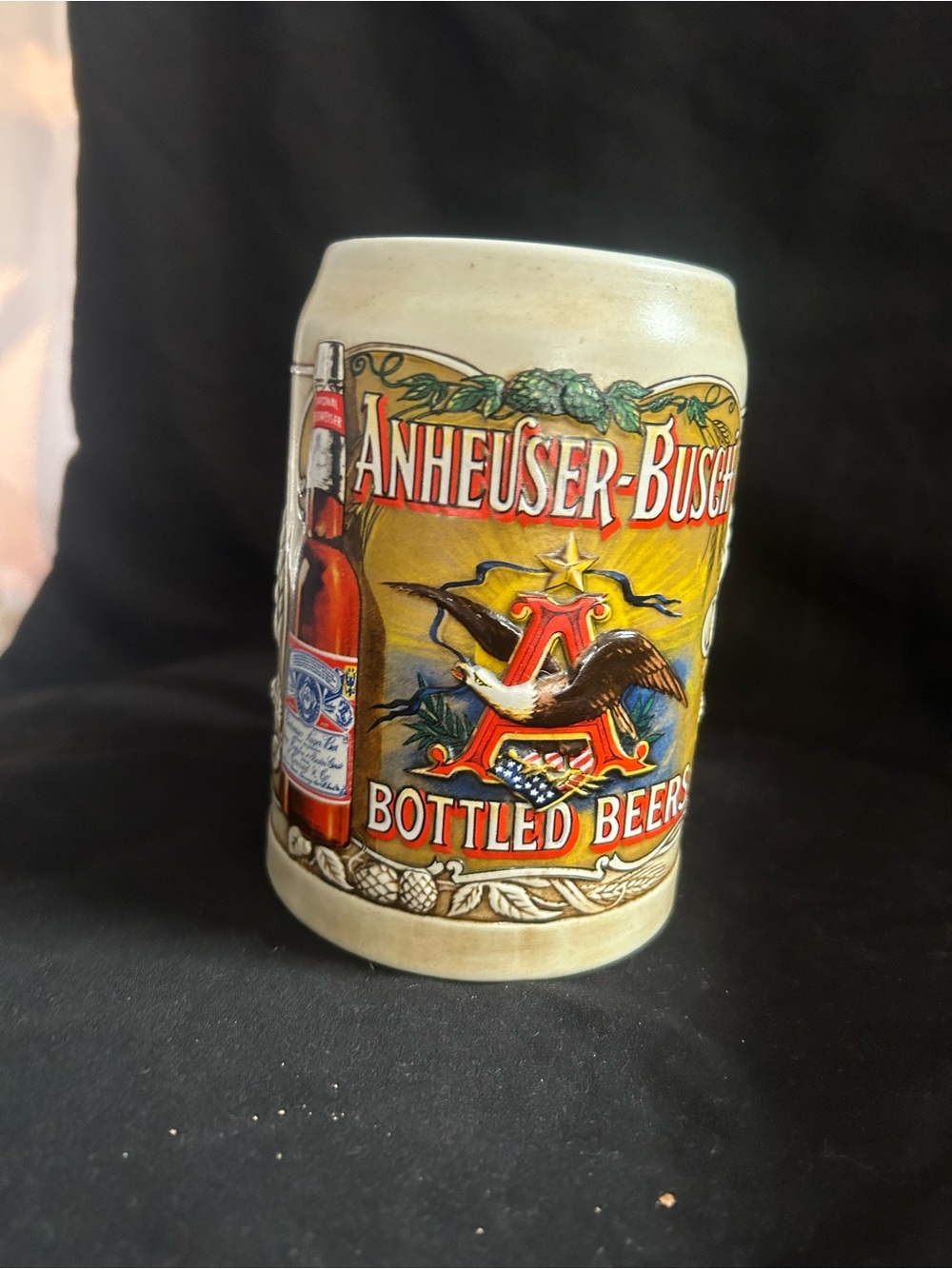 Budweiser Yellow Ceramic Beer Stein with Multicolor Logo